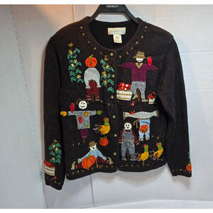 Women's Susan Bristol Brown Multi-color Cardigan M